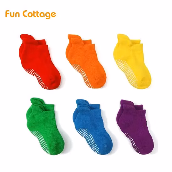 Non Slip Toddler Socks Grips Baby Girls Boys 6 Pack Anti Skid Ankle Socks for Kids